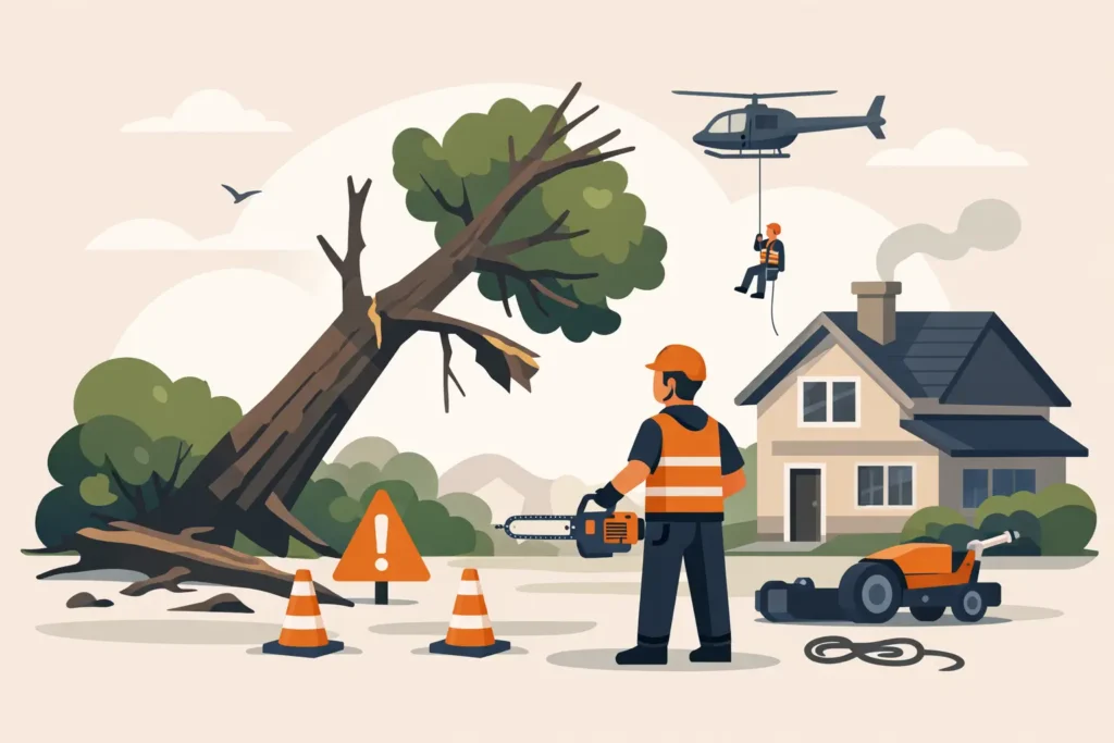 Abattage arbre dangereux maison - que faire ?