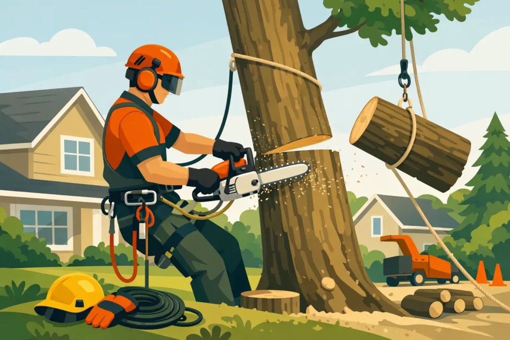 Abattage arbre sécuritaire en milieu résidentiel