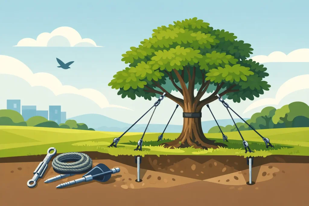 Comment stabiliser un arbre avec haubanage